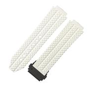 ROUHO 24 x 17mm Impermeabile Silicone Cinturino Orologio Gomma Orologio Riparazione Accessori Braccialetto per Hublot Big Bang-Bianco + Nero Fibbia