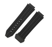 ROUHO 24 x 17mm Impermeabile Silicone Cinturino Orologio Gomma Orologio Riparazione Accessori Braccialetto per Hublot Big Bang-Nero + Nero Fibbia