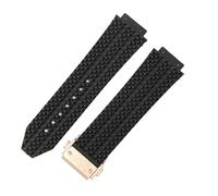ROUHO 24 x 17mm Impermeabile Silicone Cinturino Orologio Gomma Orologio Riparazione Accessori Braccialetto per Hublot Big Bang-Nero + Oro Rosa Fibbia