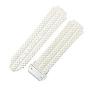 ROUHO 24 x 17mm Impermeabile Silicone Cinturino Orologio Gomma Orologio Riparazione Accessori Braccialetto per Hublot Big Bang-Bianco + Argento Fibbia