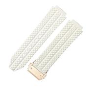 ROUHO 24 x 17mm Impermeabile Silicone Cinturino Orologio Gomma Orologio Riparazione Accessori Braccialetto per Hublot Big Bang-Bianco + Oro Rosa Fibbia