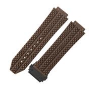 ROUHO 24 x 17mm Impermeabile Silicone Cinturino Orologio Gomma Orologio Riparazione Accessori Braccialetto per Hublot Big Bang-Marrone + Nero Fibbia