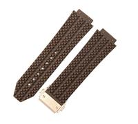 ROUHO 24 x 17mm Impermeabile Silicone Cinturino Orologio Gomma Orologio Riparazione Accessori Braccialetto per Hublot Big Bang-Marrone + Oro Rosa Fibbia