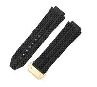 ROUHO 24 x 17mm Impermeabile Silicone Cinturino Orologio Gomma Orologio Riparazione Accessori Braccialetto per Hublot Big Bang-Nero + Oro Fibbia