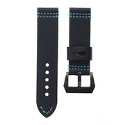 ROUHO 24mm Fatto a Mano Pelle Orologio Cinturino Fibbia Ad Ardiglione Regolabile Guarda Il Braccialetto Cinturino per P-ANE-RAI PAM-Nero Nero Fibbia