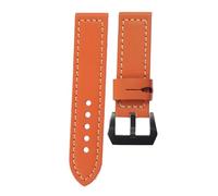 ROUHO 24mm Fatto a Mano Pelle Orologio Cinturino Fibbia Ad Ardiglione Regolabile Guarda Il Braccialetto Cinturino per P-ANE-RAI PAM-Arancione Nero Fibbia