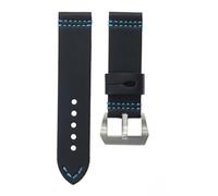 ROUHO 24mm Fatto a Mano Pelle Orologio Cinturino Fibbia Ad Ardiglione Regolabile Guarda Il Braccialetto Cinturino per P-ANE-RAI PAM-Nero Argento Fibbia