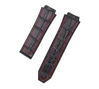 ROUHO 25 x 19 mm Cinturino orologio in vera pelle Accessori orologio Cinturino da polso per HUB-LOT B-I-G B-A-N-G Fu-sion Series-Nero + Rosso