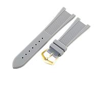 ROUHO 25x12mm Impermeabile Gomma Cinturino Orologio Intagliato Ricambio Durevole Silicone Bracciale Orologio per Patek Philippe Nautilus-Grigio + Fibbia Dorata