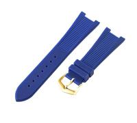 ROUHO 25x12mm Impermeabile Gomma Cinturino Orologio Intagliato Ricambio Durevole Silicone Bracciale Orologio per Patek Philippe Nautilus-Blu + Fibbia Dorata