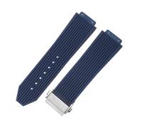 ROUHO 26 x 19 x 22mm Bracciale Uomo con Chiusura Déployante, Cinturino Sportivo in Gomma e Silicone per Hublot Big Bang-Blu + Argento Fibbia