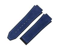 ROUHO 26 x 19mm Bracciale Uomo in Vera Pelle, Accessorio Cinturino di Ricambio in Gomma per Hublot Classic Fusion-Blu