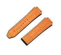ROUHO 26 x 19mm Regolabile Pelle Cinturino Orologio Chiusura Déployante Gomma Braccialetto per HUBLOT Big Bang-Giallo