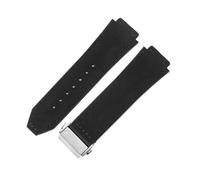 ROUHO 26 x 19mm Ricambio Pelle Braccialetto Orologio Uomo e Donna Cinturino in Pelle per HUBLOT Big Bang-Nero + Argento Fibbia