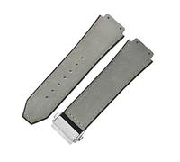 ROUHO 26 x 19mm Ricambio Pelle Braccialetto Orologio Uomo e Donna Cinturino in Pelle per HUBLOT Big Bang-Grigio + Argento Fibbia