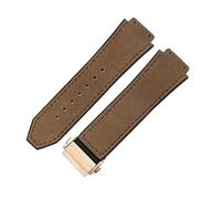 ROUHO 26 x 19mm Ricambio Pelle Braccialetto Orologio Uomo e Donna Cinturino in Pelle per HUBLOT Big Bang-Caffè + Oro Rosa Fibbia
