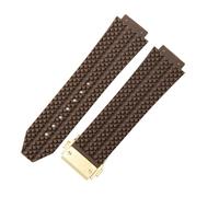 ROUHO 26 x 19mm Silicone Cinturino Orologio Ricambio Gomma Braccialetto Accessori per Hublot Big Bang-Marrone + Oro Fibbia