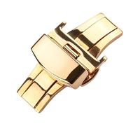 ROUHO 316 Acciaio Inox Cerniera Disimpegno Orologio Flip Automatico Accessori Cerniera Cinturino Pelle Orologio-Oro 10mm