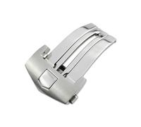 ROUHO 316L Acciaio Inossidabile Cerniera Pieghevole Orologio Uomo Doppio Pulsante Fermo Ricambio Accessori Riparazione Orologi per TAG Heuer - Argento 18mm