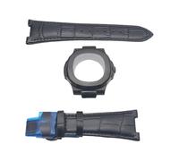 ROUHO 39mm Kit Cassa Orologio Sport, per Movimento NH35 NH36 29,8mm Quadrante, Fondello Trasparente Oblò Ottagonale Cassa Orologio per Patek Philippe Nautilus-Nero + Cinturino Nero