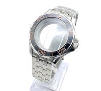 ROUHO 41mm Smerlata Lunetta Subacqueo Orologio Modifica Kit, Adatto per Movimento NH35 NH36 30,5mm - 31mm Grande Quadrante, Cassa Orologio & Bracciale Set per Omega Seamaster 300M-A 2