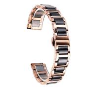 ROUHO Acciaio Inossidabile Ceramica Orologio Bracciale Distribuzione Fibbia Orologio Cinturino Guarda Il Cinturino-Oro Rosa + Nero 12mm