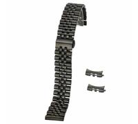 ROUHO Acciaio Inossidabile Chiusura Deployante Bracciale Orologio Finali Curvi Ricambio Cinturino Orologio per Rolex Datejust-Nero 16mm