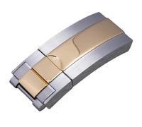ROUHO Acciaio Inossidabile Chiusura di Distribuzione, Sostituzione Orologio Cinturina Fibbia per Rolex Daytona Oyster Yacht-Master-Argento Oro Rosa 18 x 9 x 20mm