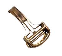 ROUHO Acciaio Inossidabile Fermo Cinturino in Pelle Doppio Pulsante a Pressione Fermo Farfalla Ricambio per CARTIER Ballon Bleu - Oro Rosa 16mm