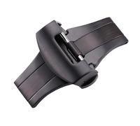 ROUHO Acciaio Satinato Opaco Cerniera a Doppio Pressione Orologio Cerniera Pelle Silicone Cinturino Orologio per Panerai-Nero 20mm