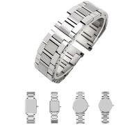 ROUHO Argento Acciaio Inossidabile Ricambio Cinturino Orologio Chiusura Deployante Regolabile Cinturino Orologio Compatibile con Cartier SOLO London TANK-21mm