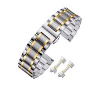 ROUHO Bracciale Metallo Cinturino Acciaio Inossidabile Ricambio Maglie Estremità Curva Diritta Argento per Longines Master Collection - Argento + Oro 20mm