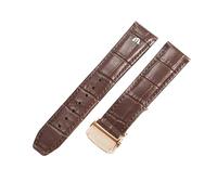 ROUHO Bracciale Orologio in Pelle con Chiusura Déployante, Cinturino di Ricambio Impermeabile per Maurice Lacroix Pontos Eliros PT6148 PT6168 MP6347-Marrone + Oro Rosa Fibbia 22mm