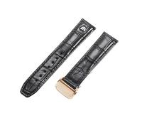 ROUHO Bracciale Orologio in Pelle con Chiusura Déployante, Cinturino di Ricambio Impermeabile per Maurice Lacroix Pontos Eliros PT6148 PT6168 MP6347-Nero + Oro Rosa Fibbia 22mm