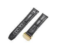 ROUHO Bracciale Orologio in Pelle con Chiusura Déployante, Cinturino di Ricambio Impermeabile per Maurice Lacroix Pontos Eliros PT6148 PT6168 MP6347-Nero + Oro Fibbia 22mm