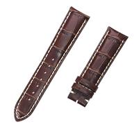 ROUHO Braccialetto di ricambio per cinturino per orologio da polso morbido con cinturino in vera pelle per Longines Master Flagship Conquest-Marrone + Bianco 18 x 16mm