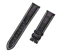 ROUHO Braccialetto di ricambio per cinturino per orologio da polso morbido con cinturino in vera pelle per Longines Master Flagship Conquest-Nero + Bianco 19 x 18mm