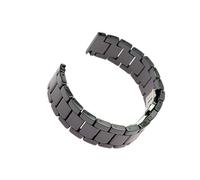 ROUHO Ceramica Orologio Cinturino Universale Piatta Interfaccia Orologio Cinturino 3 Perline Guarda I Braccialetti-Nero 16mm