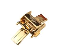 ROUHO Cerniera Orologio a Doppio Pulsante Cerniera Pieghevole Cinturino Orologio per Longines Master Conquest Elegant L2 L4-Oro 14mm