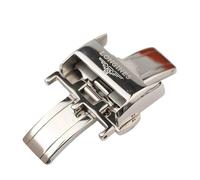 ROUHO Cerniera Orologio a Doppio Pulsante Cerniera Pieghevole Cinturino Orologio per Longines Master Conquest Elegant L2 L4-Argento 16mm