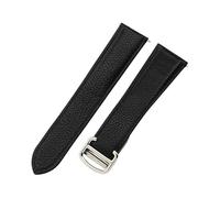 ROUHO Cinghia Vera Pelle Sgancio Rapido, Bracciale Regolabile Orologio per Cartier Tank Solo WSTA0029 WSTA0030-Nero + Argento Fibbia 16mm