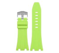 ROUHO Cinturino in Silicone Morbido 27mm di Ricambio, Impermeabile in Gomma per Audemars Piguet Royal Oak 15500/15510 26331-Verde + Argento Fibbia