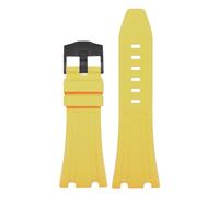 ROUHO Cinturino in Silicone Morbido 27mm di Ricambio, Impermeabile in Gomma per Audemars Piguet Royal Oak 15500/15510 26331-Giallo + Nero Fibbia