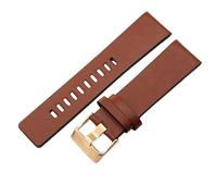 ROUHO Cinturino in Vera Pelle Orologio Quadrante Grande, Bracciale di Ricambio Impermeabile Durevole Uomo per Diesel-Marrone + Oro Rosa Fibbia 27mm