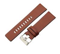 ROUHO Cinturino in Vera Pelle Orologio Quadrante Grande, Bracciale di Ricambio Impermeabile Durevole Uomo per Diesel-Marrone + Argento Fibbia 27mm