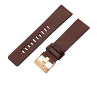 ROUHO Cinturino in Vera Pelle Orologio Quadrante Grande, Bracciale di Ricambio Impermeabile Durevole Uomo per Diesel-Caffè + Oro Rosa Fibbia 32mm