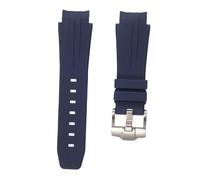 ROUHO Cinturino per orologio con fibbia ad ardiglione in gomma siliconica impermeabile da 21 mm per Rolex Daytona Yacht-Master SUB-Blu