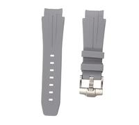 ROUHO Cinturino per orologio con fibbia ad ardiglione in gomma siliconica impermeabile da 21 mm per Rolex Daytona Yacht-Master SUB-Grigio