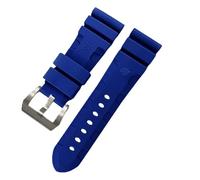 ROUHO Cinturino per orologio in silicone impermeabile Cinturino per orologio Accessori Cinturino per orologio da polso per PA-NE-RAI PAM351 PAM111 PAM380-Blu + Argento Fibbia 26mm