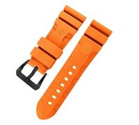 ROUHO Cinturino per orologio in silicone impermeabile Cinturino per orologio Accessori Cinturino per orologio da polso per PA-NE-RAI PAM351 PAM111 PAM380-Arancione + Nero Fibbia 24mm